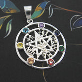 Cut-Out Tetragrammaton Symbol Hebrew Yahweh HaShem CZ Rainbow Spectrum Crystals Pentagram Pendant | Woot & Hammy
